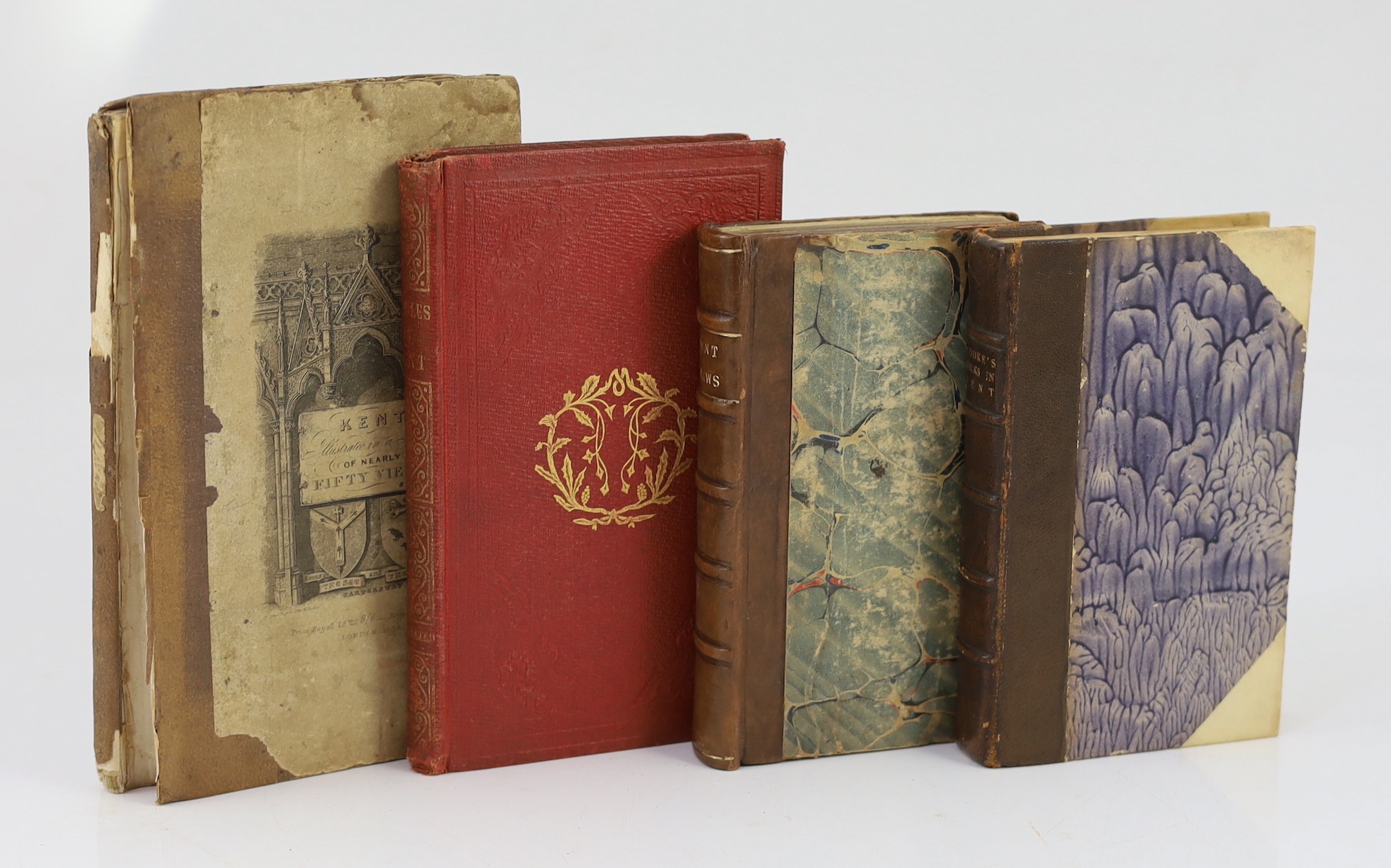KENT: Excursions in the County of Kent....forming a complete guide for the traveller and tourist....pictorial engraved and printed titles, folded map and folded Canterbury plan, 45 plates; old half calf and marbled board